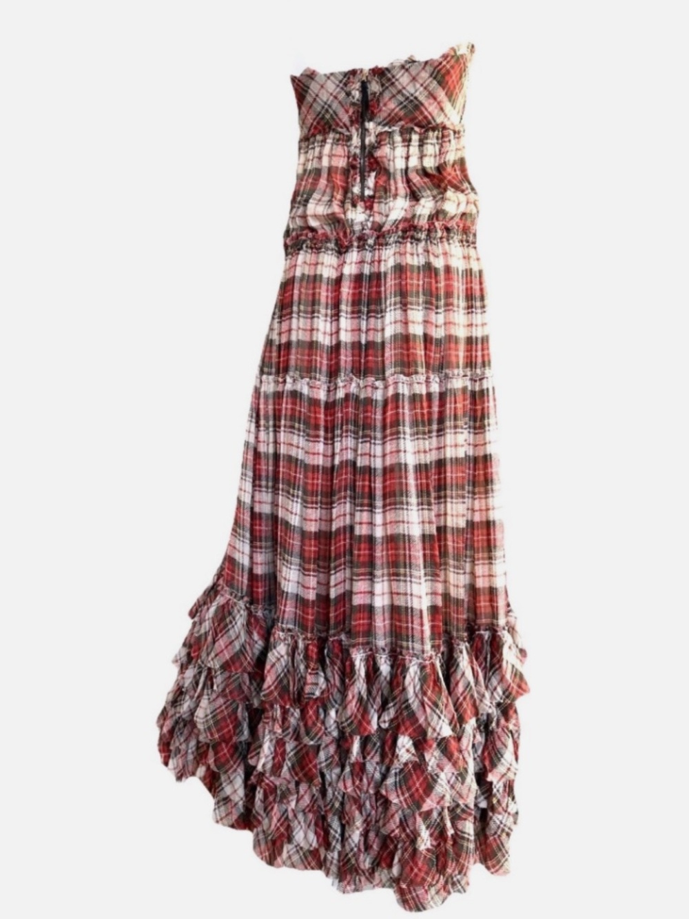 D&G Dolce & Gabbana Tartan plaid silk chiffon gown dress - Picture 6 of 15